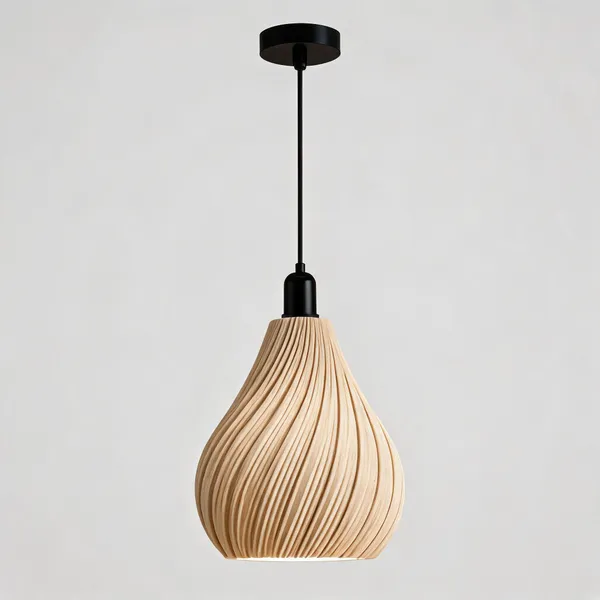 White_Modern_Ribbed_Teardrop_Pendant_Light