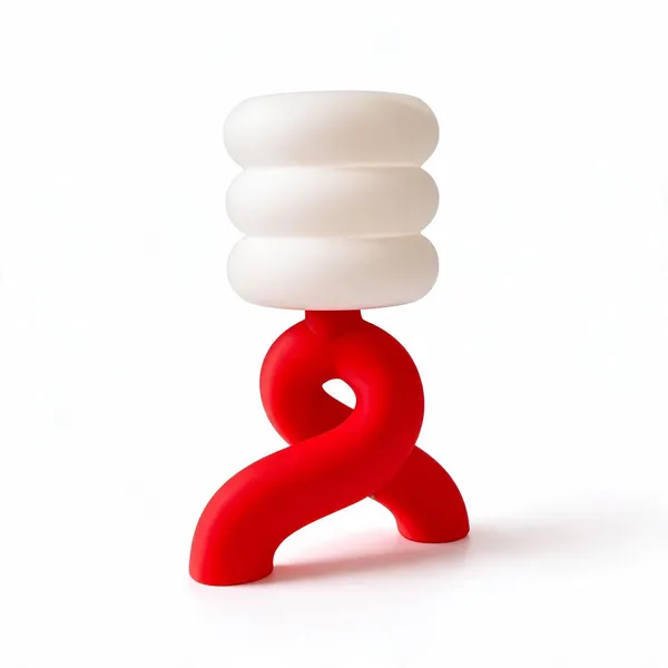 Red_Sculptural_White_Shade_Table_Lamp