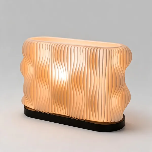 White_Modern_Wavy_Ribbed_Table_Lamp