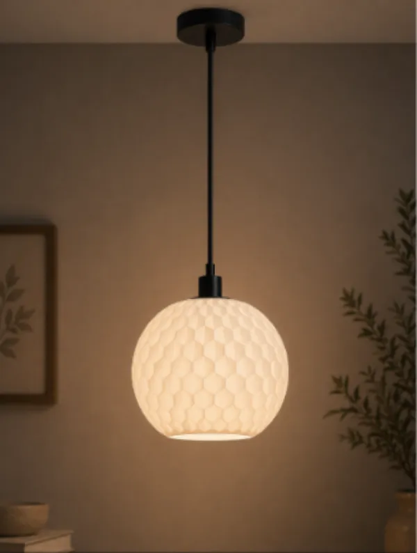 White_Modern_Textured_Globe_Pendant_Light