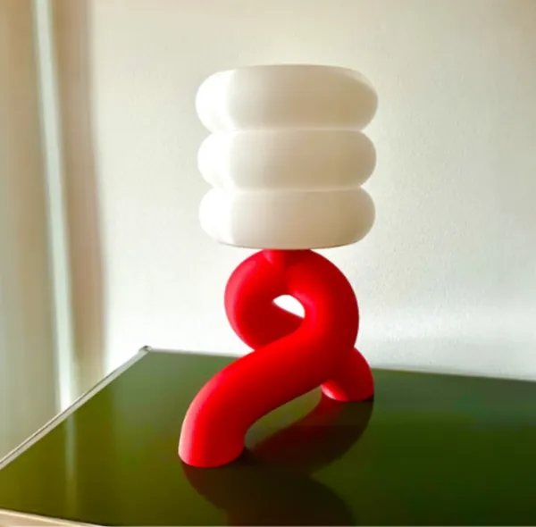 Red_Sculptural_White_Shade_Table_Lamp