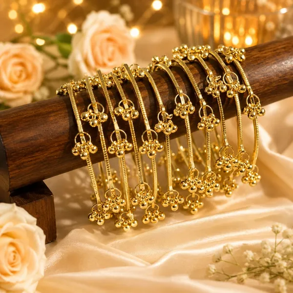 Gold_Tone_Floral_Charm_Bangles_For_Women