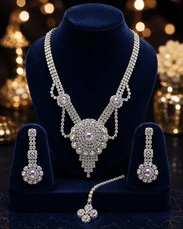 Silver_Tone_Stone_Studded_Jewellery_Set_For_Women