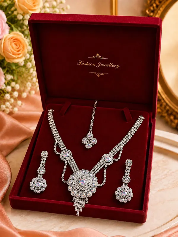 Silver_Tone_Stone_Studded_Jewellery_Set_For_Women