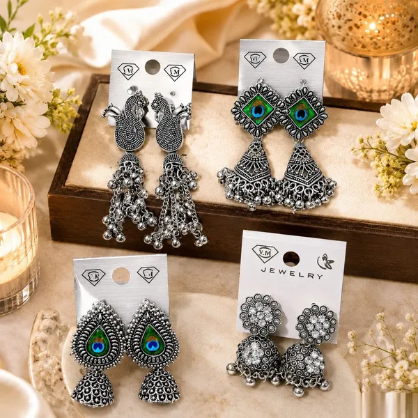 Oxidized_Silver_Jhumka_Earrings_Set_For_Women