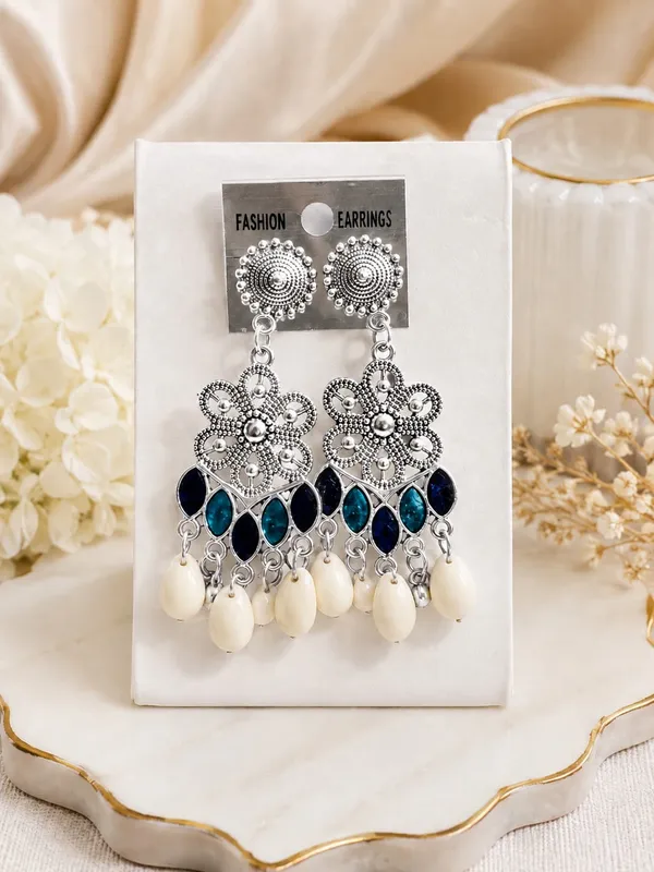 Silver_Tone_Blue_Stone_Chandelier_Earrings_For_Women