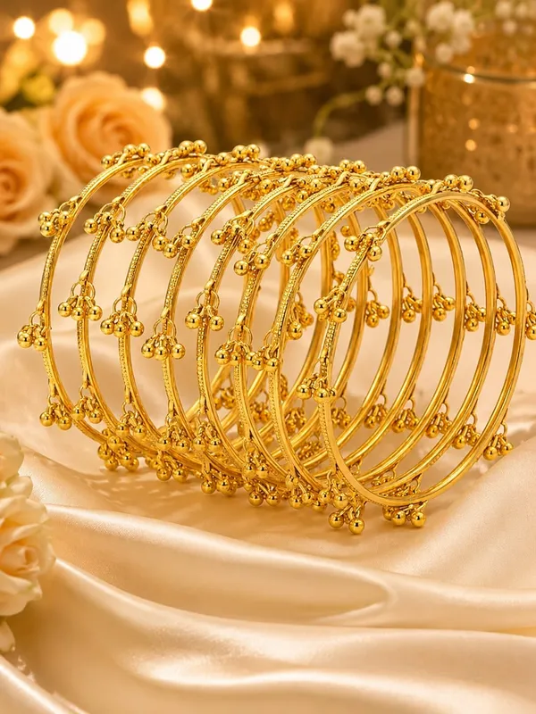 Gold_Tone_Floral_Charm_Bangles_For_Women