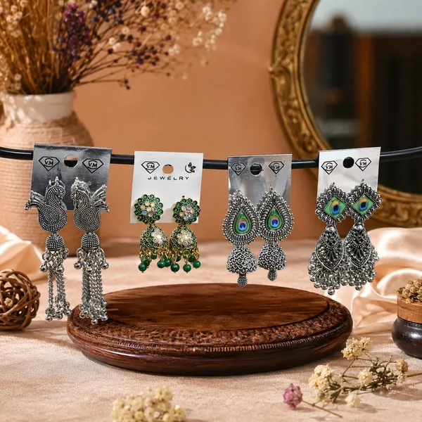 Oxidized_Silver_Jhumka_Earrings_Set_For_Women
