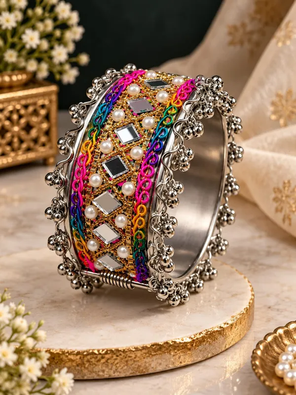 Multicolour_Embellished_Oxidized_Kada_Bracelet_For_Women