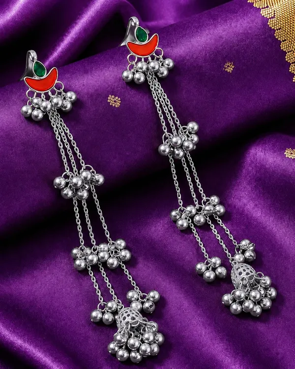 Silver_Toned_Oxidised_Jhumka_Earrings_For_Women