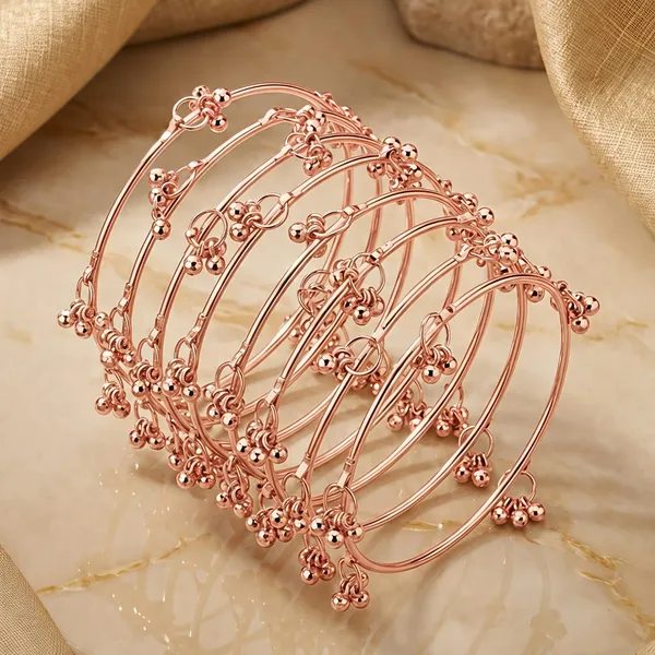 Gold_Tone_Floral_Charm_Bangle_Set_For_Women