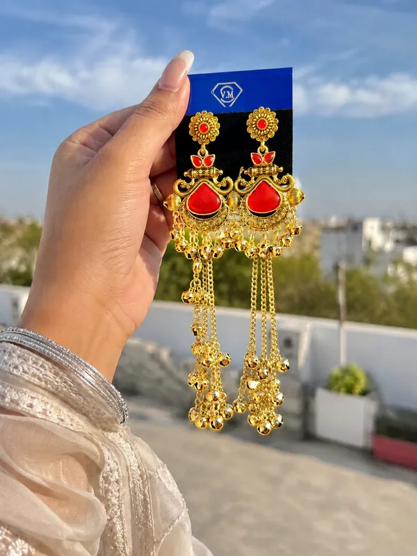 Gold_Tone_Red_Stone_Chandelier_Earrings_For_Women