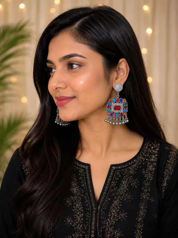 Multicolour_Oxidised_Metal_Dangler_Earrings_For_Women