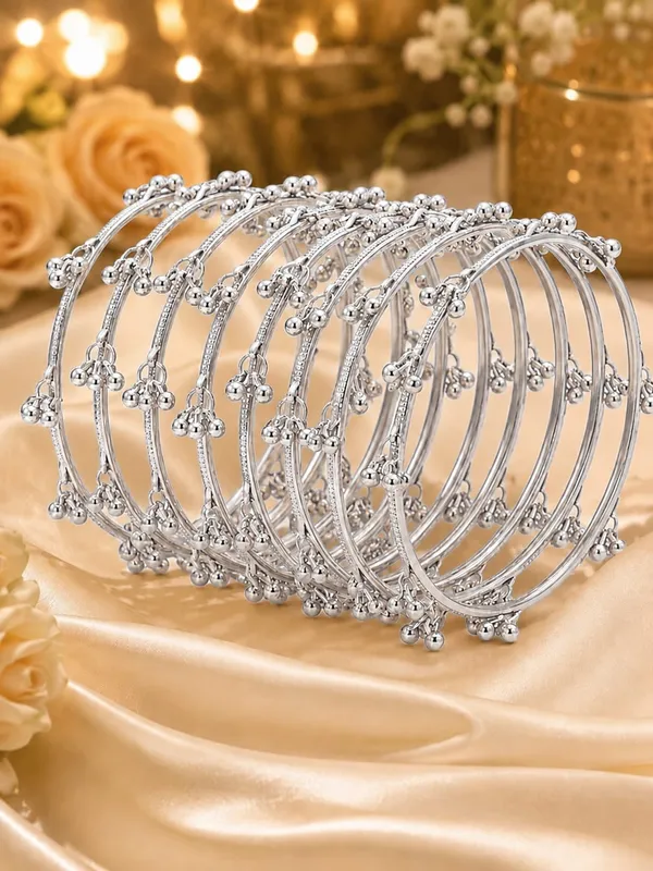Silver_Tone_Metal_Beaded_Bangles_Set_For_Women