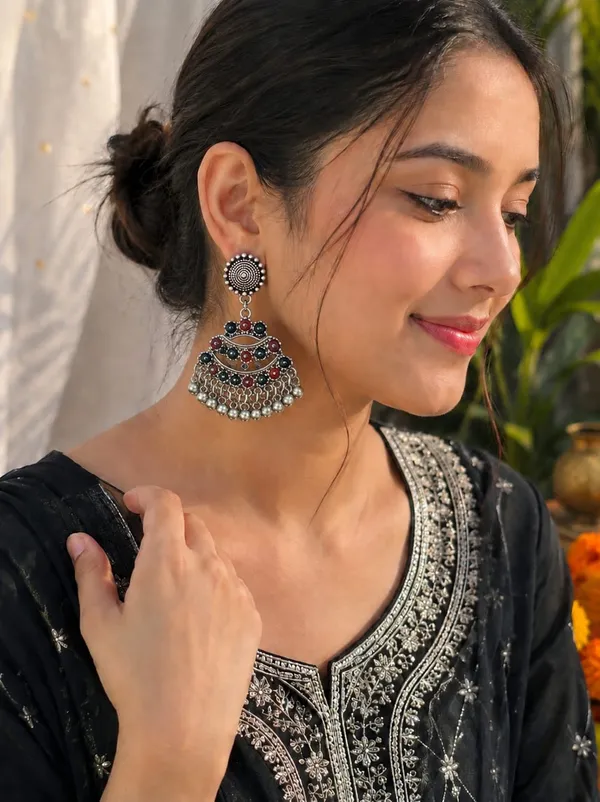 Oxidised_Silver_Traditional_Jhumka_Earrings_For_Women