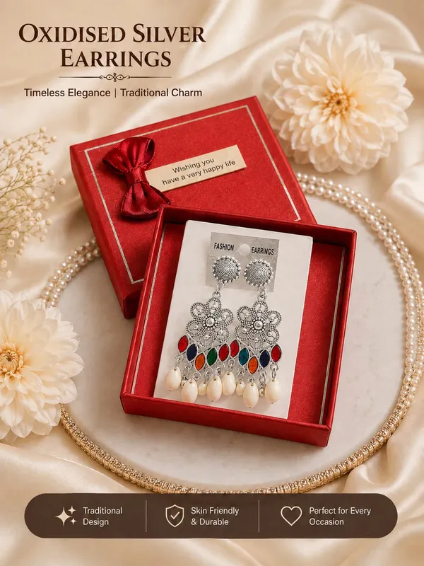 Silver_Oxidised_Multicolour_Drop_Earrings_For_Women