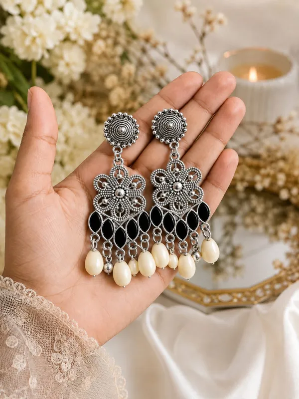 Silver_Oxidised_Traditional_Drop_Earrings_For_Women