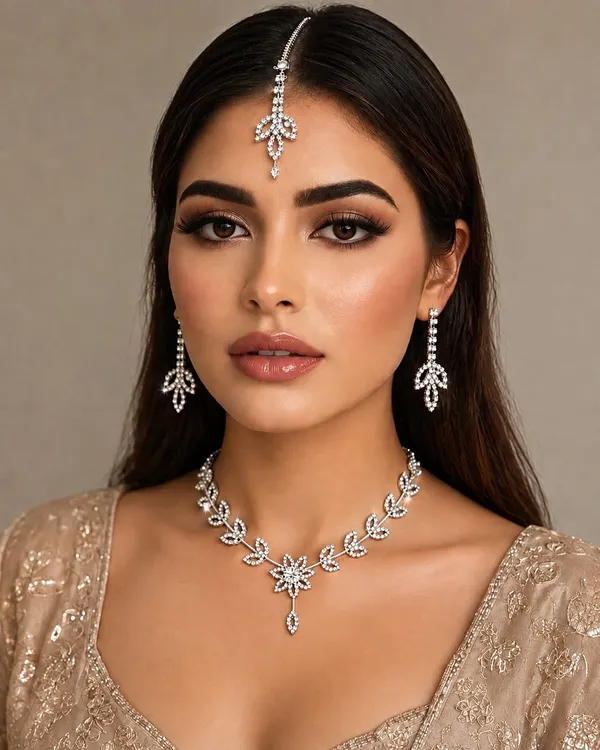 Silver_Tone_Crystal_Bridal_Jewellery_Set_For_Women