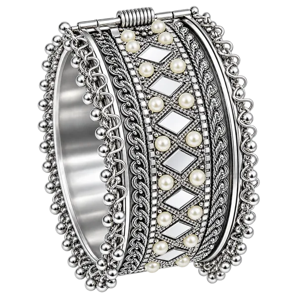Silver_Tone_Embellished_Bangle_For_Women