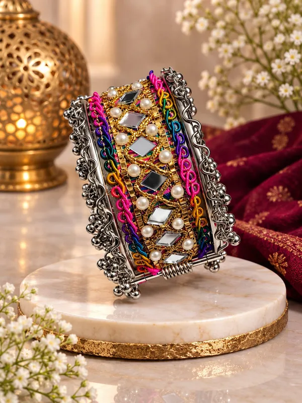 Multicolour_Embellished_Oxidized_Kada_Bracelet_For_Women