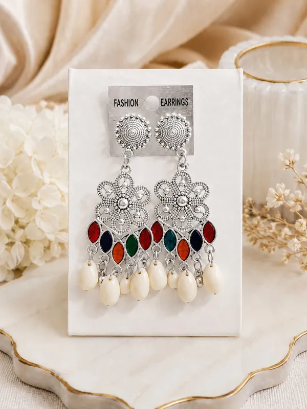 Silver_Oxidised_Multicolour_Drop_Earrings_For_Women