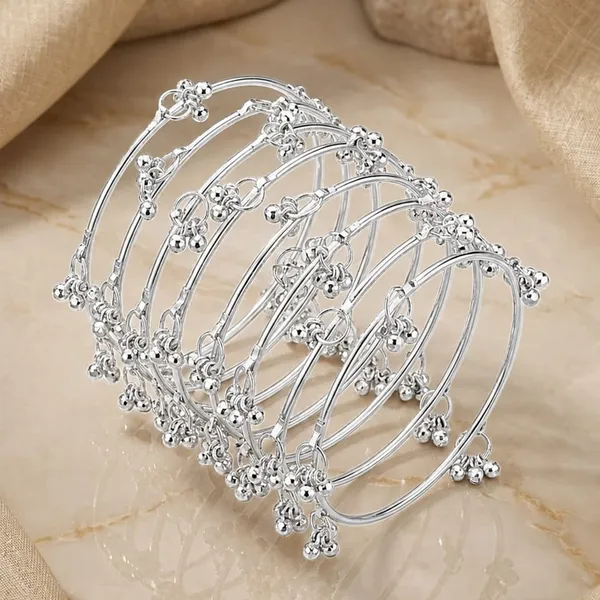 Silver_Tone_Beaded_Bangle_Set_For_Women