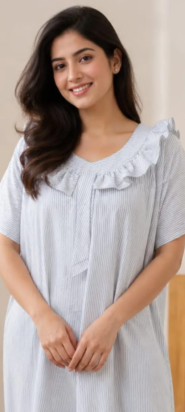 Light_Blue_Cotton_Rayon_Striped_Relaxed_Fit_Nighty_For_Women