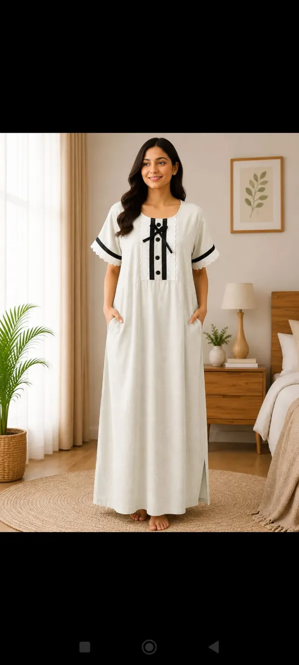 White_Cotton_Relaxed_Fit_Nighty_For_Women