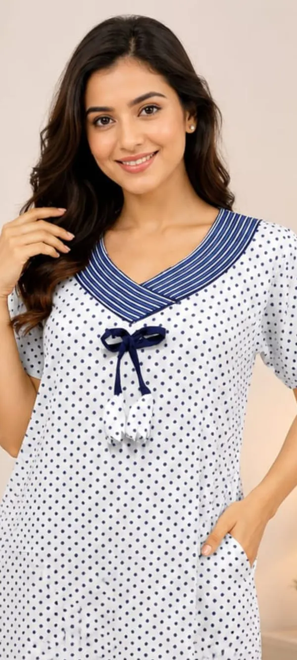 White_Cotton_Polka_Dot_Relaxed_Fit_Maxi_Nighty_For_Women