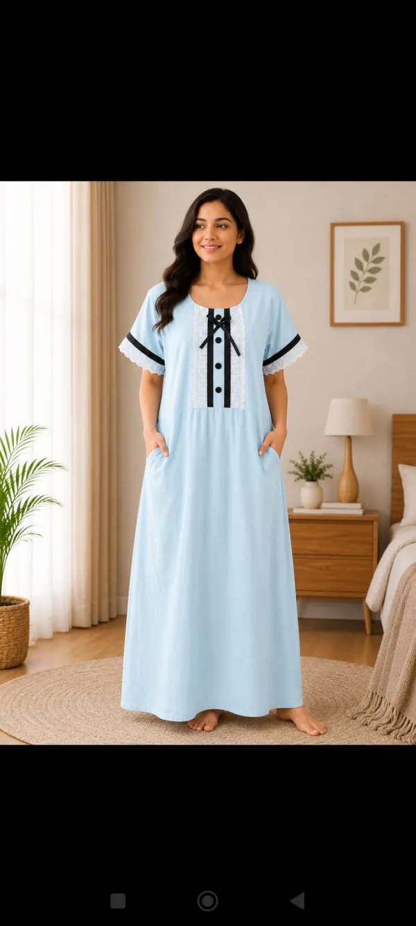 Light_Blue_Cotton_Relaxed_Fit_Full_Length_Nighty_For_Women