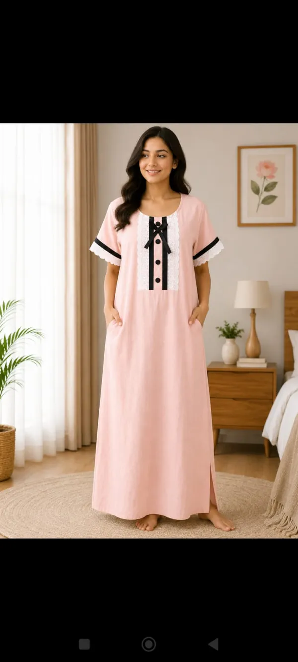 Pink_Cotton_Lace_Detail_Relaxed_Fit_Nighty_For_Women