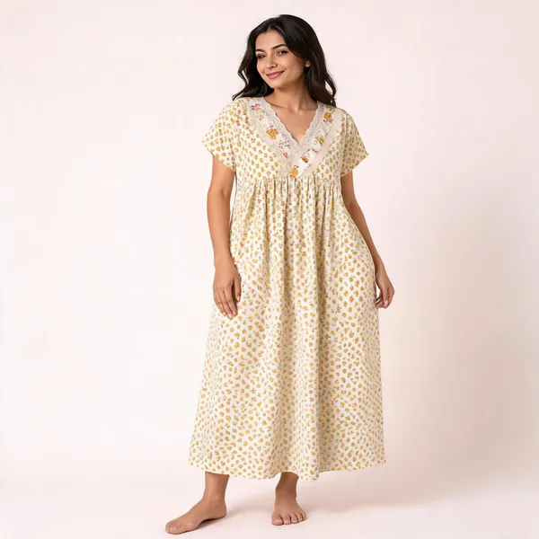 White_Jaipuri_Cotton_Floral_Print_Relaxed_Fit_Nighty_For_Women