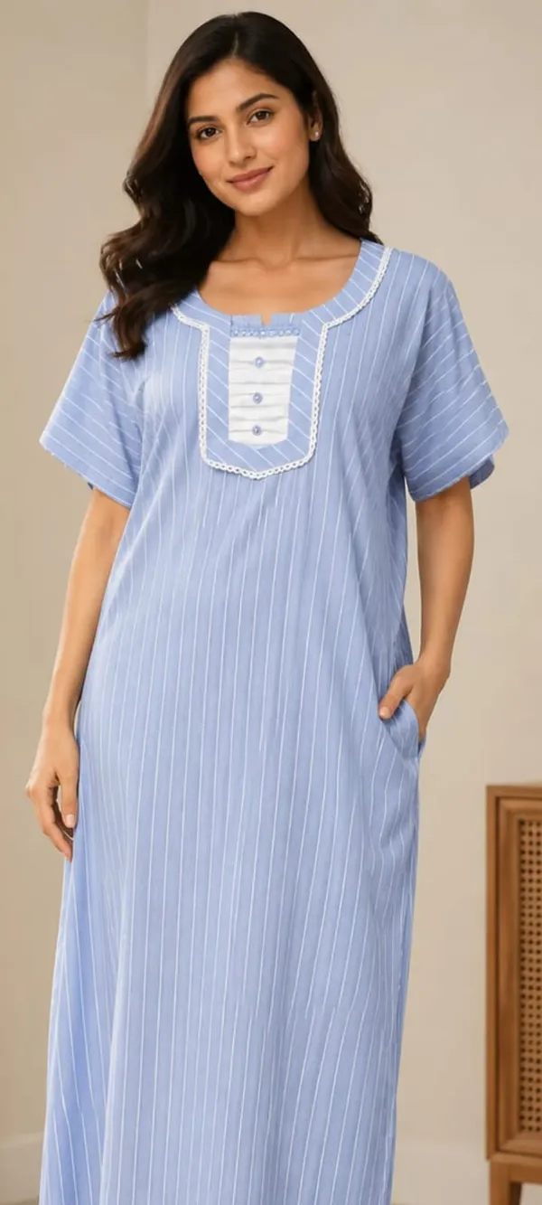 Blue_Striped_Relaxed_Fit_women_nighty_For_Women