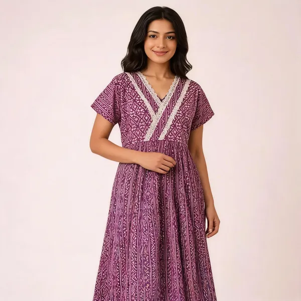 Purple_Cotton_Jaipuri_Flared_Anarkali_Nighty_For_Women