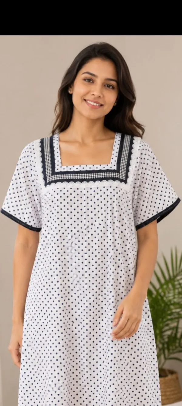 White_Cotton_Polka_Dot_Printed_Relaxed_Fit_Nighty_For_Women