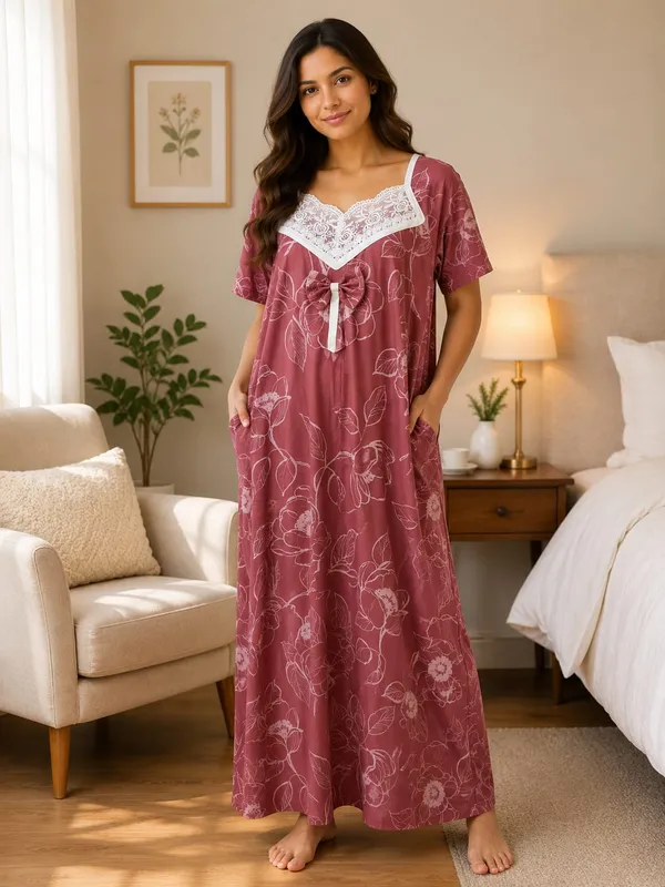 Maroon_Cotton_Satin_Floral_Relaxed_Fit_Nighty_For_Women