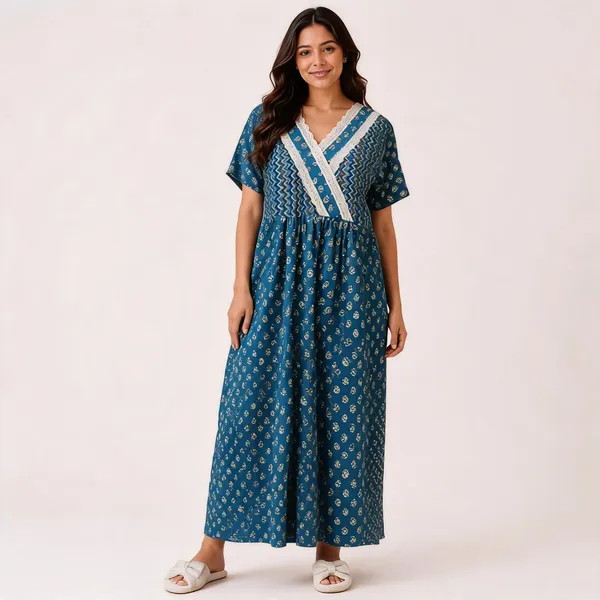 Blue_Pure_Cotton_Jaipuri_Relaxed_Fit_Printed_Nighty_For_Women
