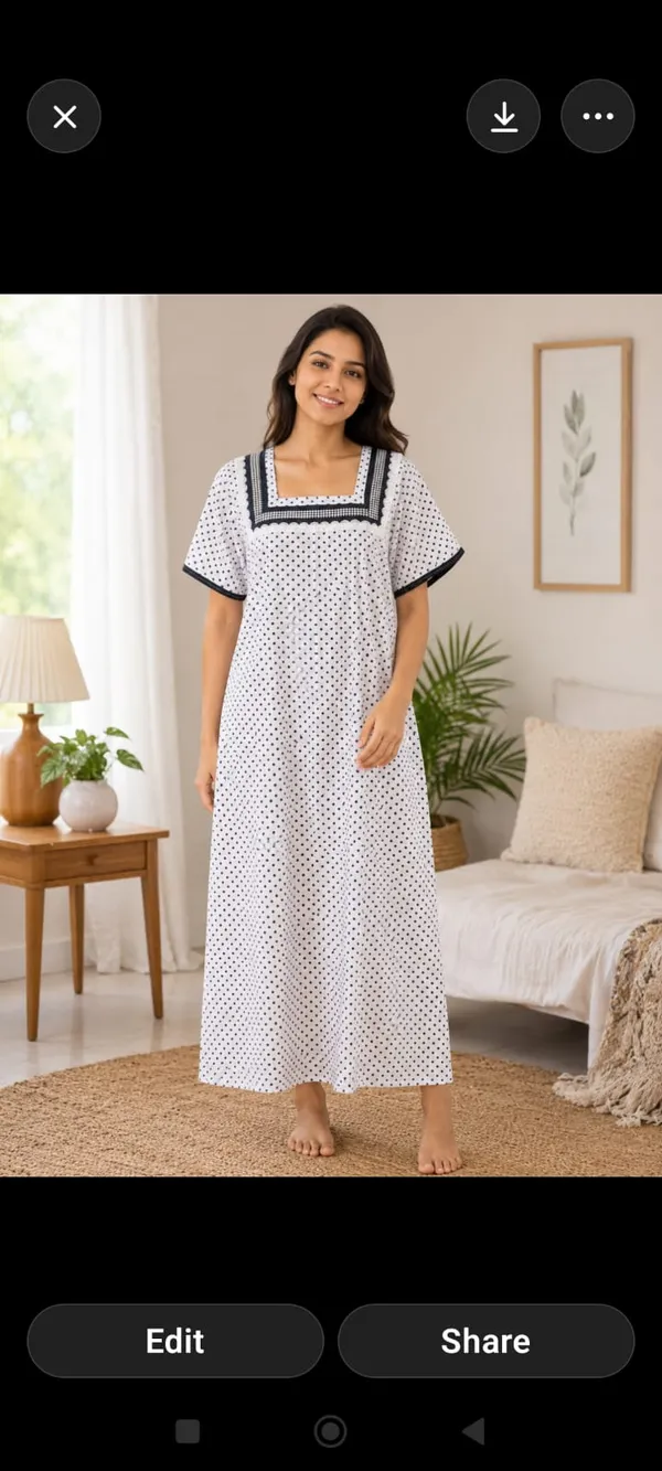 White_Cotton_Polka_Dot_Printed_Relaxed_Fit_Nighty_For_Women