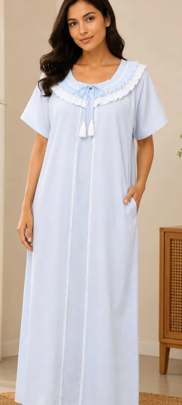 Light_Blue_Loose_Fit_women_nighty_for_Women