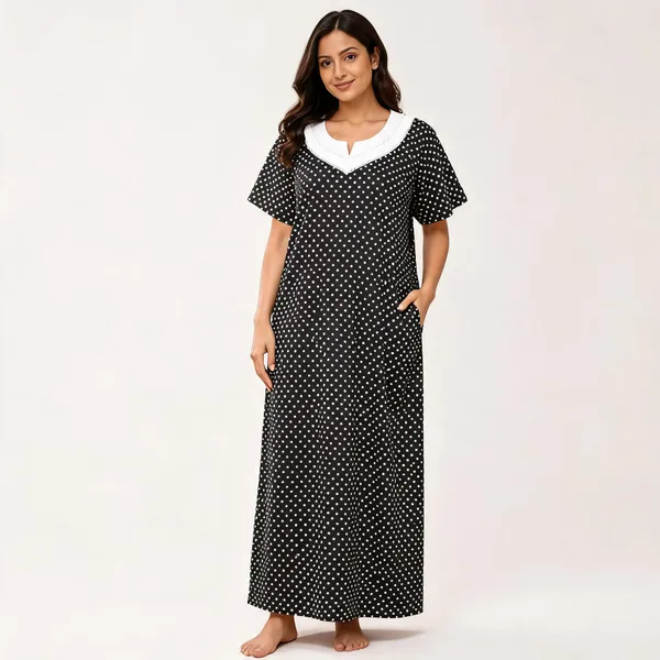 Black_Cotton_Polka_Dot_Relaxed_Fit_Maxi_Nighty_For_Women