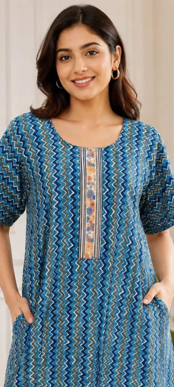Blue_Pure_Cotton_Jaipuri_Printed_Straight_Fit_Nighty_For_Women