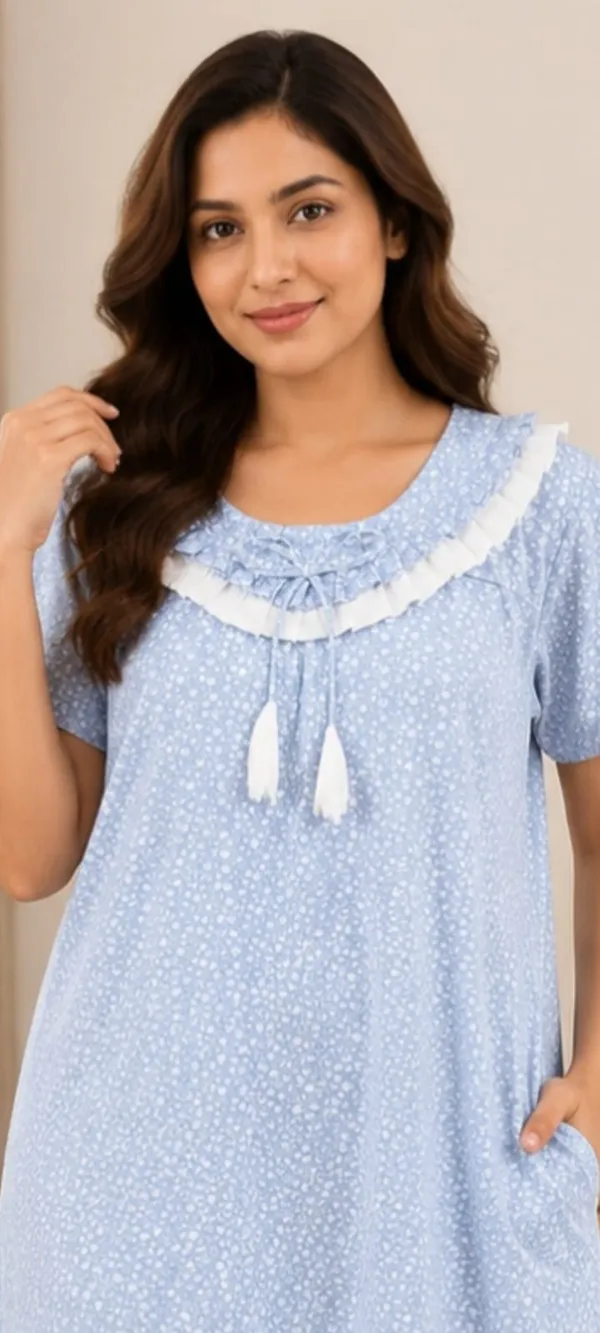 Light_Blue_Cotton_Printed_Relaxed_Fit_Nighty_For_Women