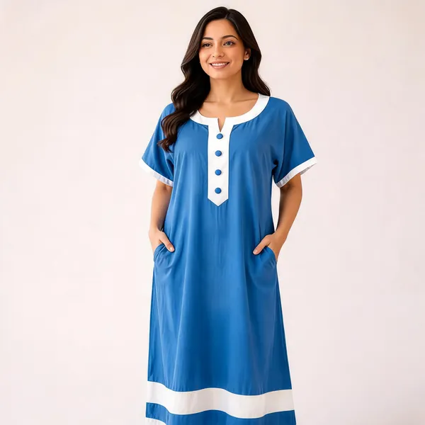 Blue_Cotton_Satin_Contrast_Trim_Loose_Fit_Nighty_For_Women