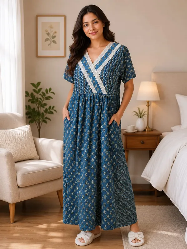 Blue_Printed_Relaxed_Fit_women_nighty_for_Women