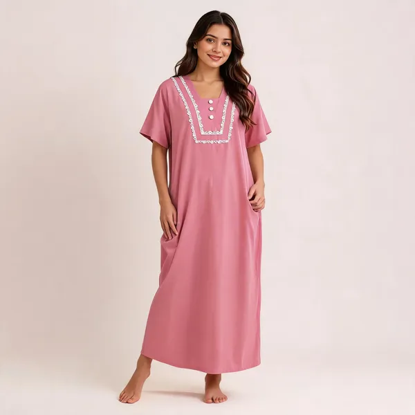Pink_Cotton_Satin_Relaxed_Fit_Lace_Trim_Nighty_For_Women