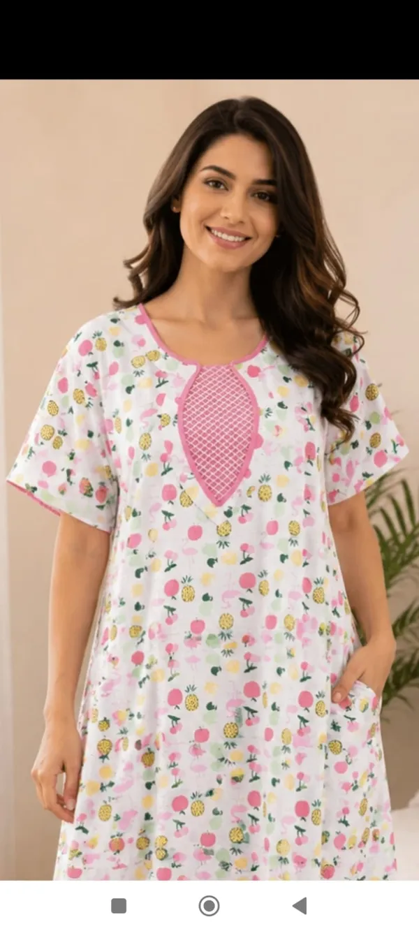 White_Cotton_Floral_Print_Relaxed_Fit_Nighty_For_Women