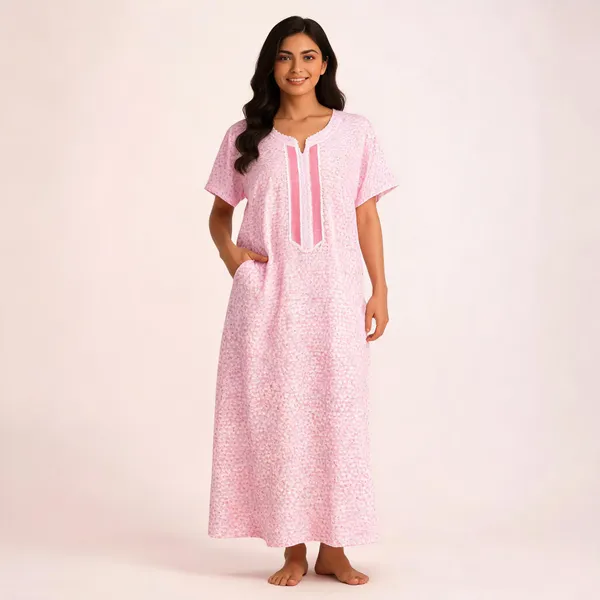 Pink_Cotton_Textured_Relaxed_Fit_Nighty_For_Women