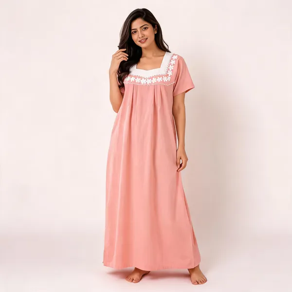Pink_Cotton_Floral_Yoke_Relaxed_Fit_Nighty_For_Women