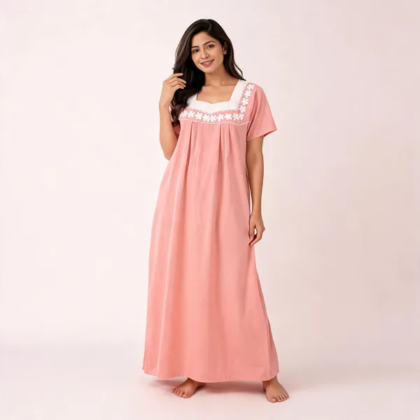 Pink_Cotton_Floral_Yoke_Relaxed_Fit_Nighty_For_Women