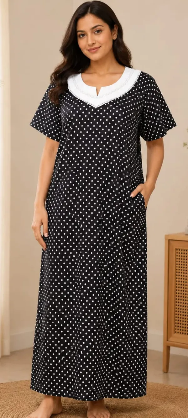 Black_Cotton_Polka_Dot_Relaxed_Fit_Maxi_Nighty_For_Women